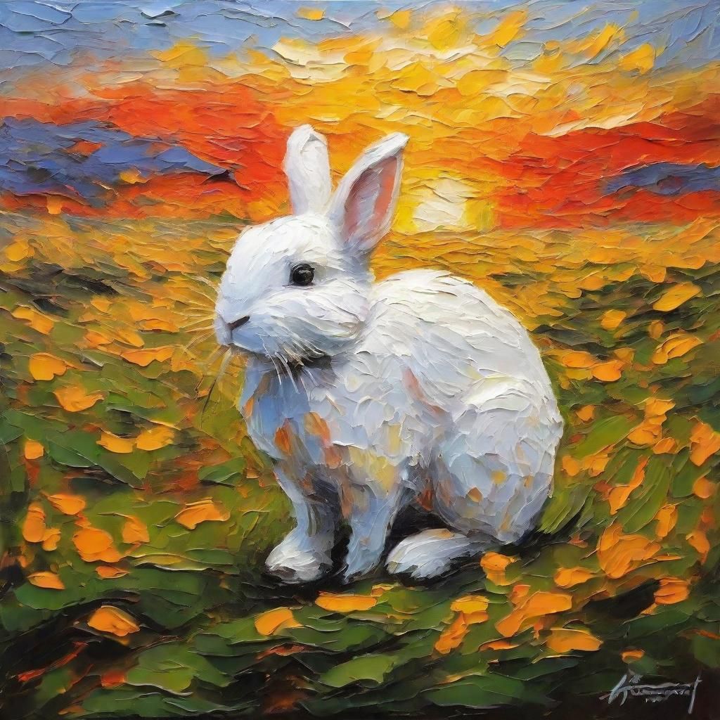 Impasto Rabbit Basks in Sunset Light