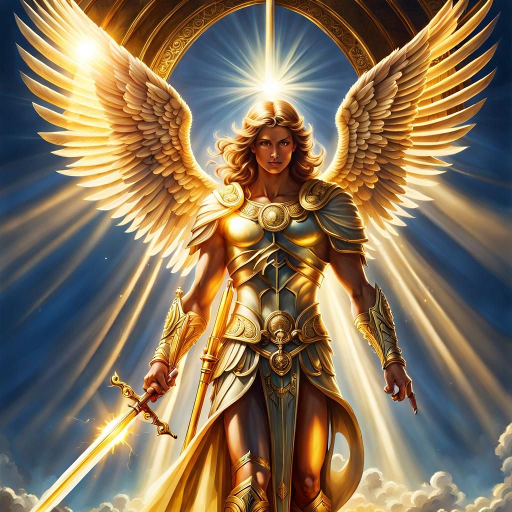 Majestic Winged Archangel Banishing Evil with Light