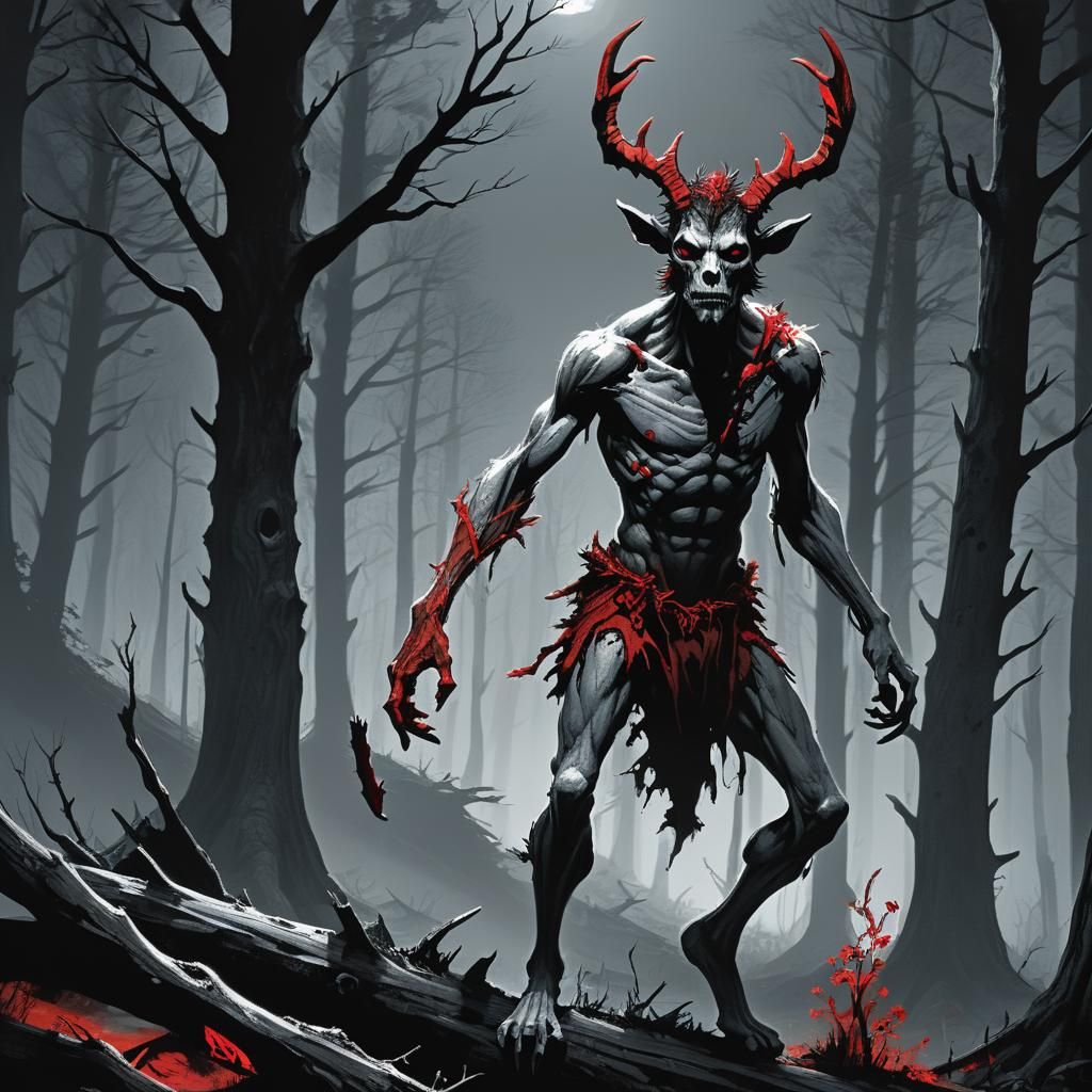 Undead Faun in Dead Forest: Sinister Monochrome