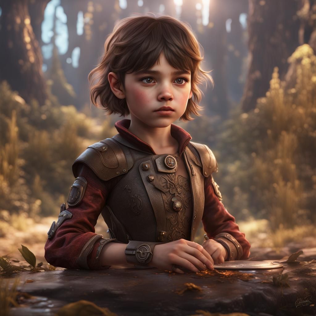 Brunette Child Princess in Detailed Digital Painting