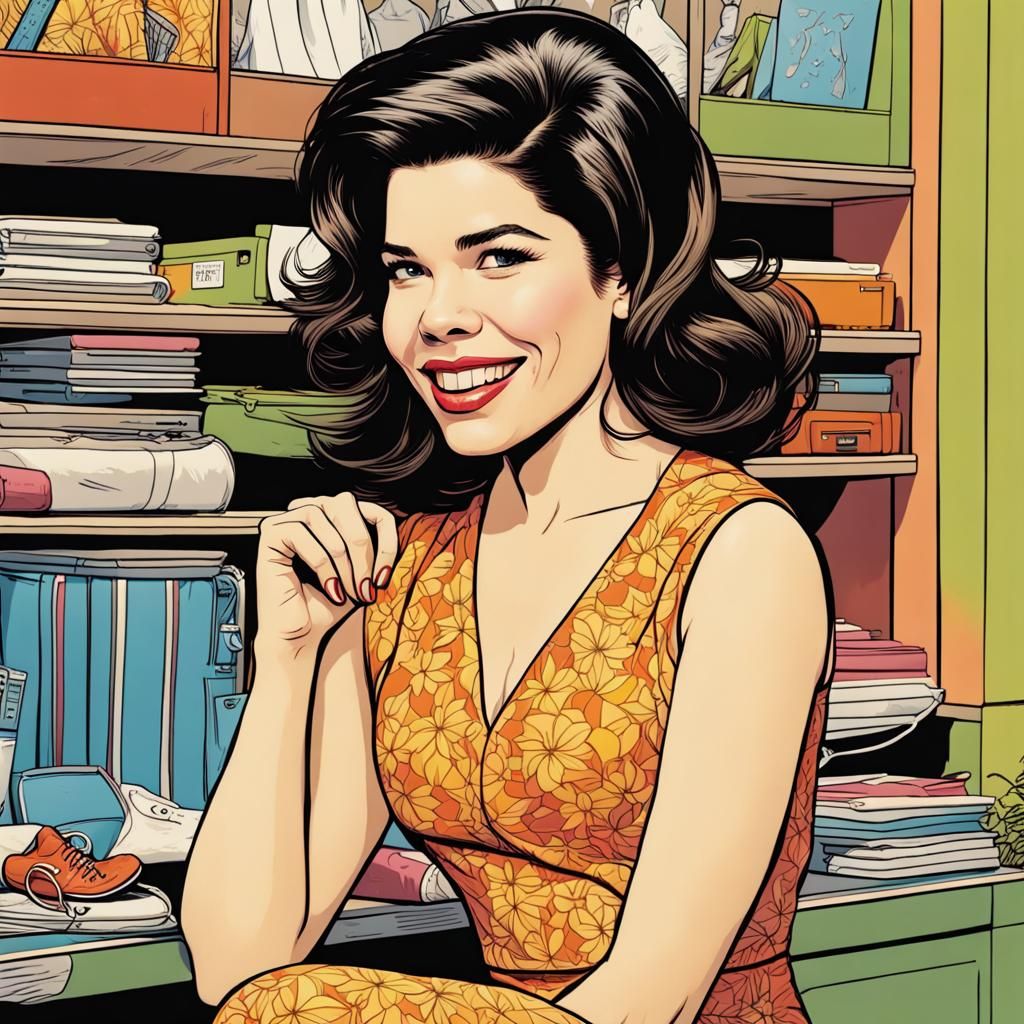 America Ferrera as 1960s Housewife in Comic Art