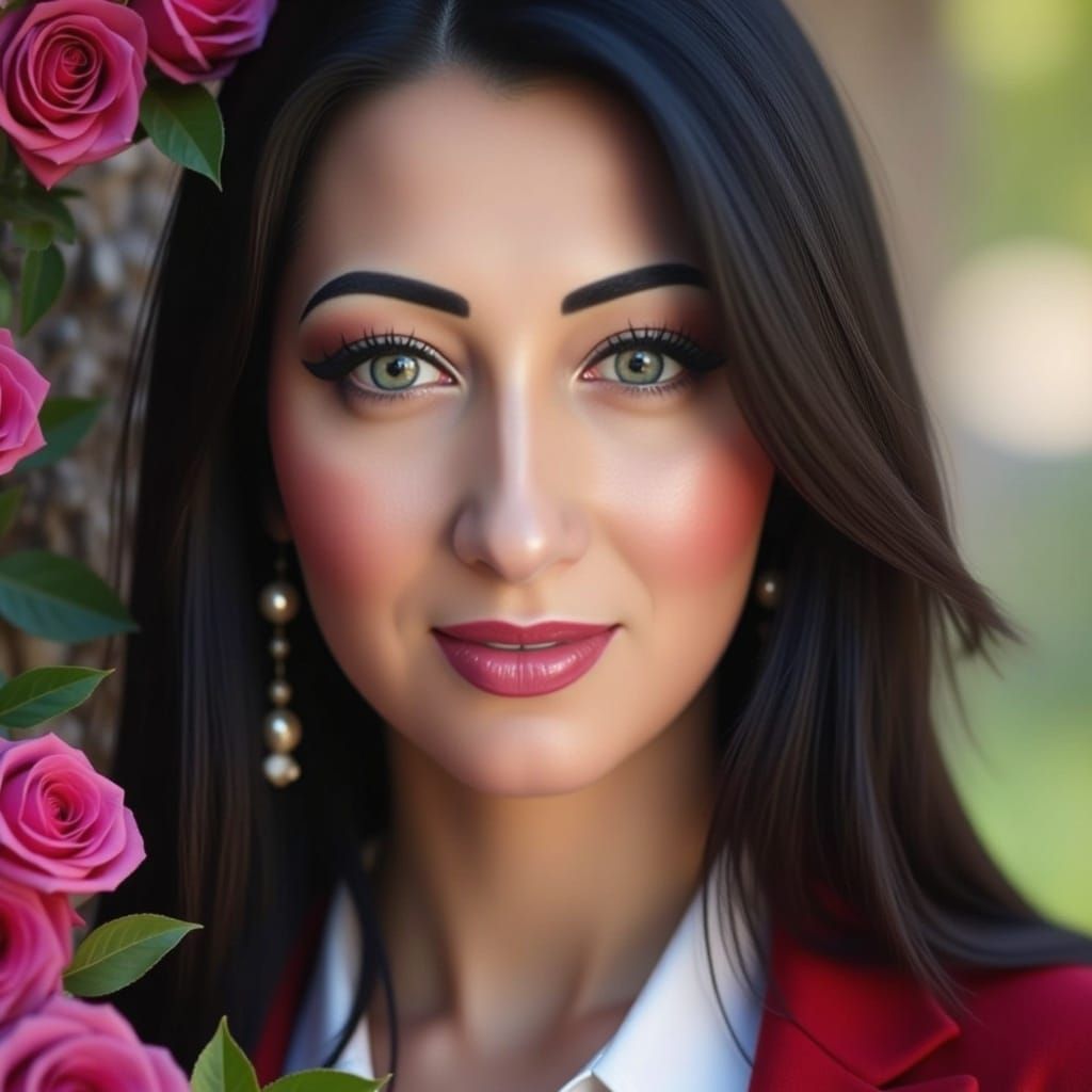 Detailed Matte Painting of Smiling Woman