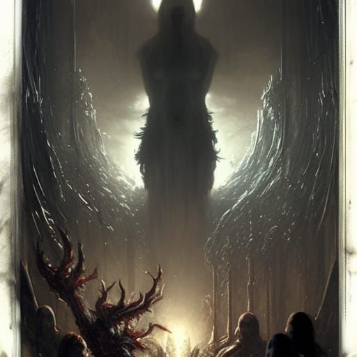 Menacing Dark Fantasy Monster in Gothic Horror Style