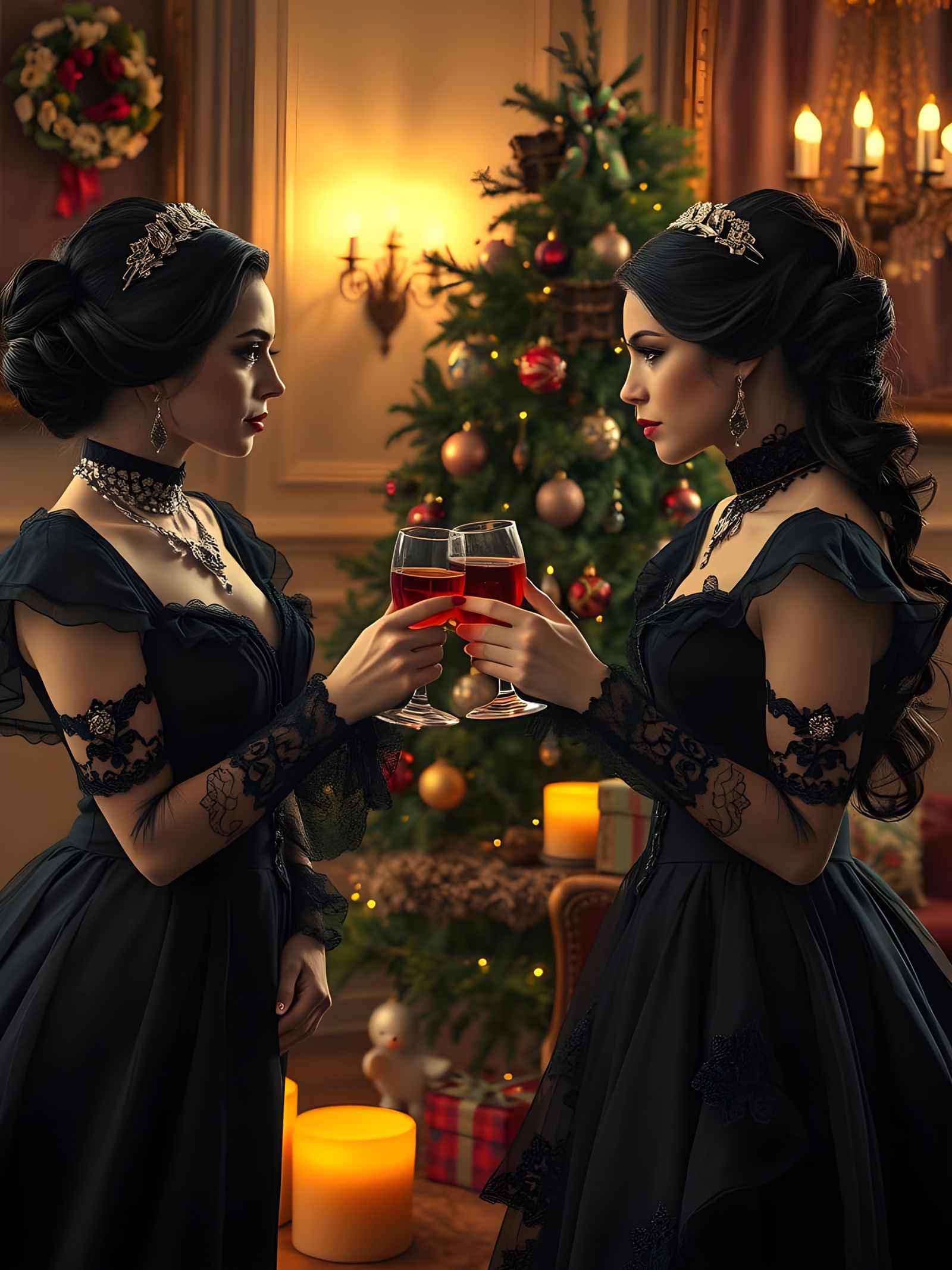 Steampunk Gothic Women in Victorian Dresses