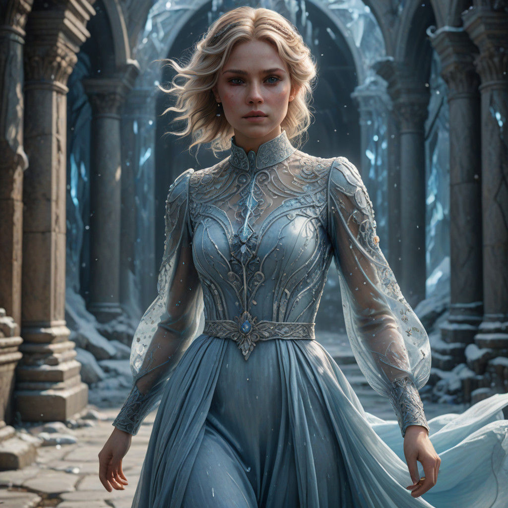 Elegant Ice Queen in Shimmering Blue