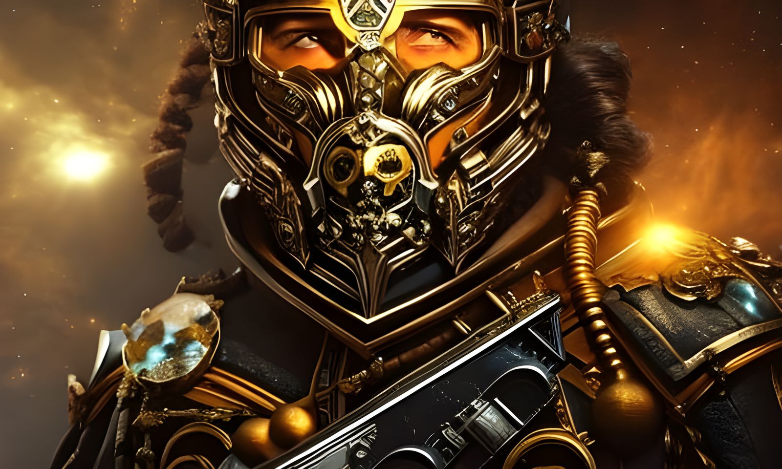 Space Pirate Portrait with Precious Metal Loot