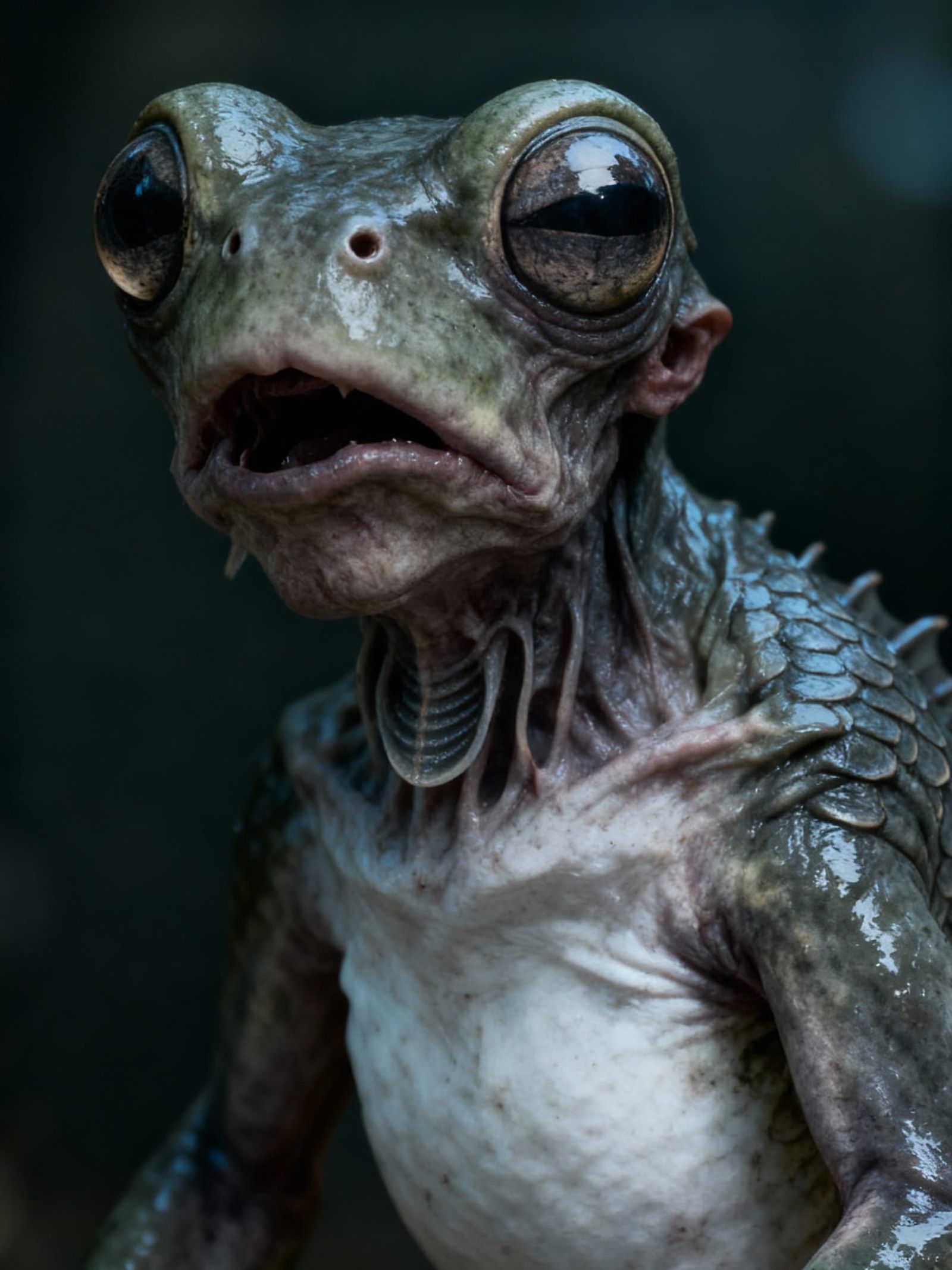 Horror Portrait of Human Fish-Frogs