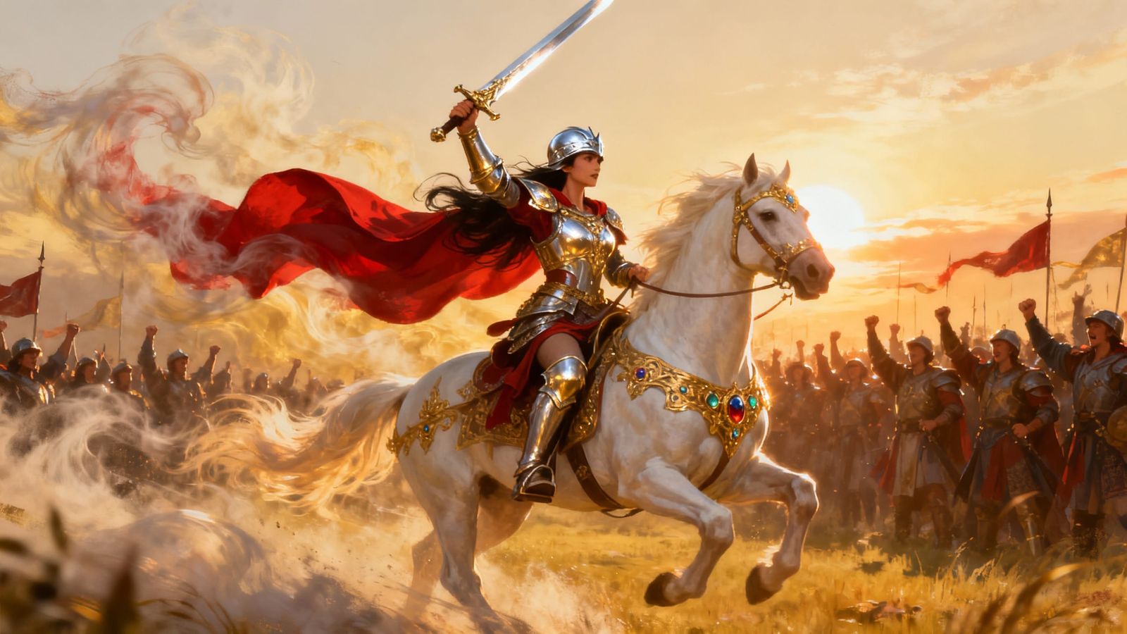 Warrior Princess Leads Army at Dawn
