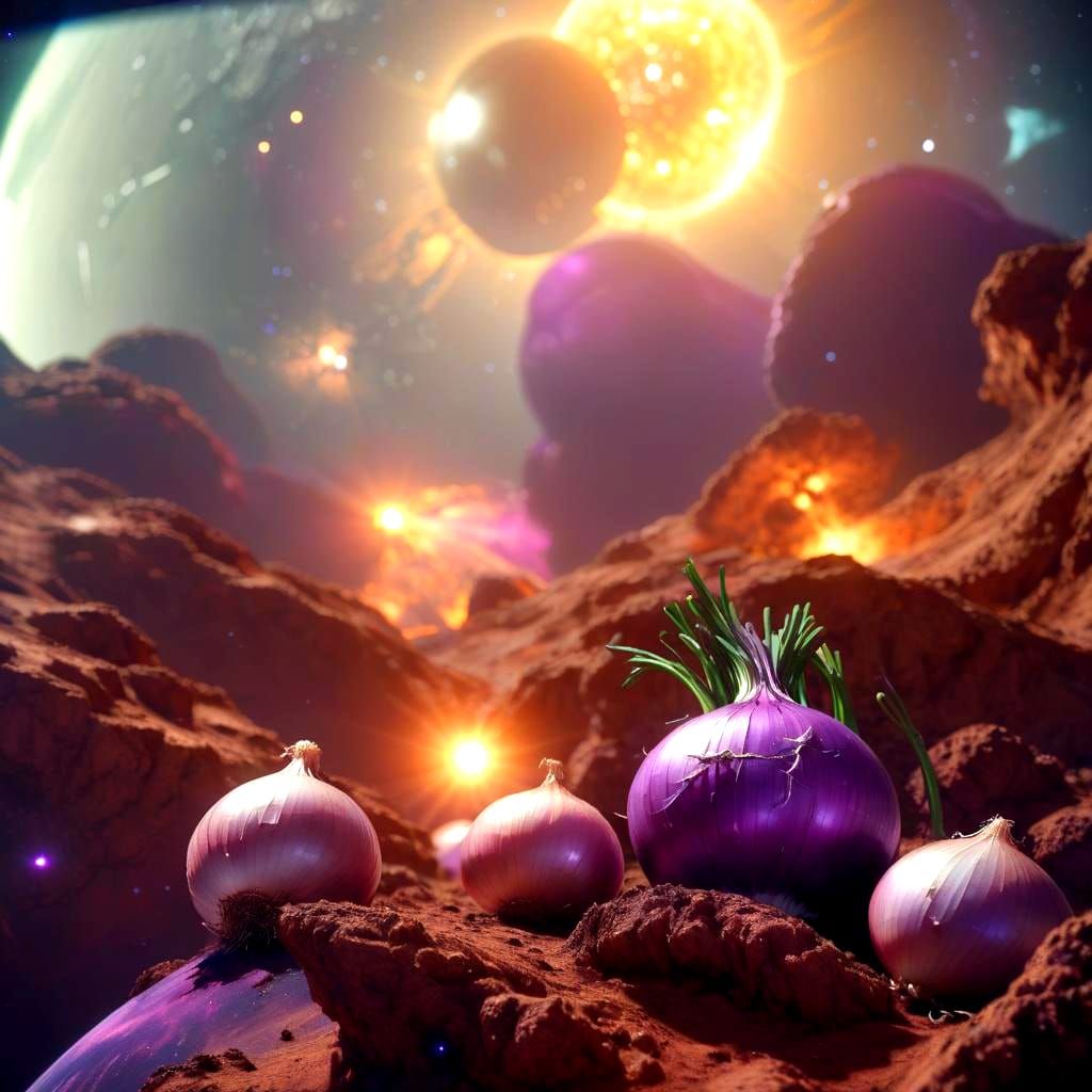 Onion in Space with Cosmic Purple Tint