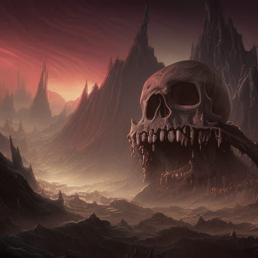 Detailed Skull Matte Painting in Fantasy Style
