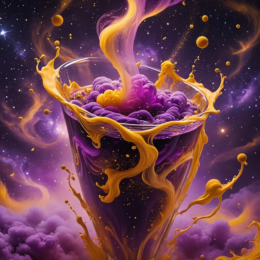 Cosmic Drink in Starry Night Sky