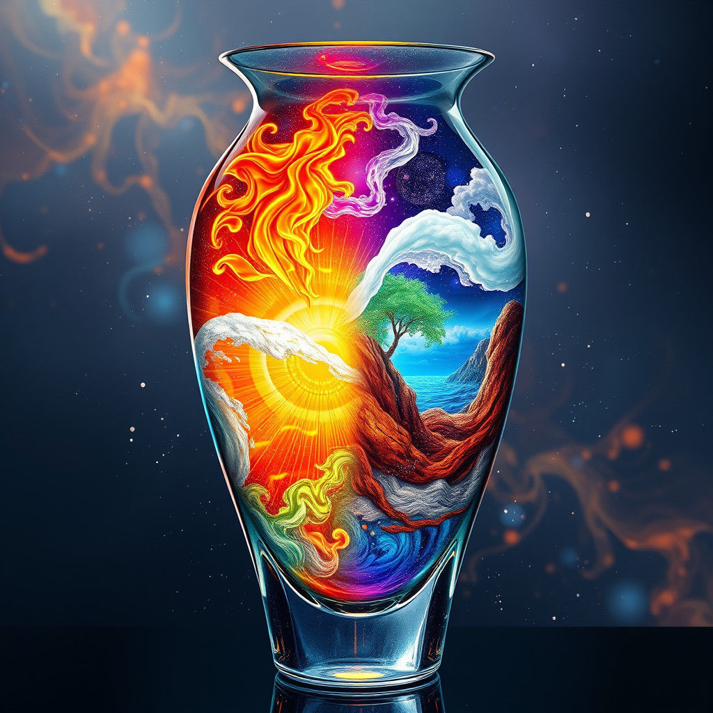Murano Vase Encapsulates the Four Elements as Astral Illustr...