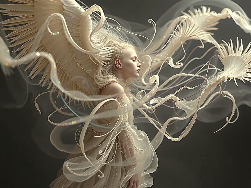 Surreal, Dreamy Being Drifts in a Soft Focus Aura, with Deli...