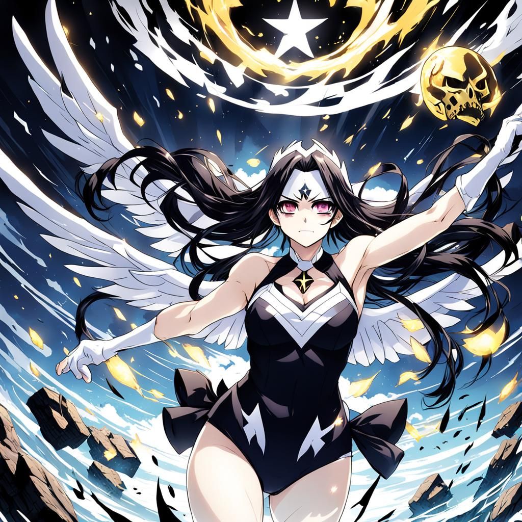 Albedo from overlord in a black swimsuit falling from the sky like icaurs high resolution