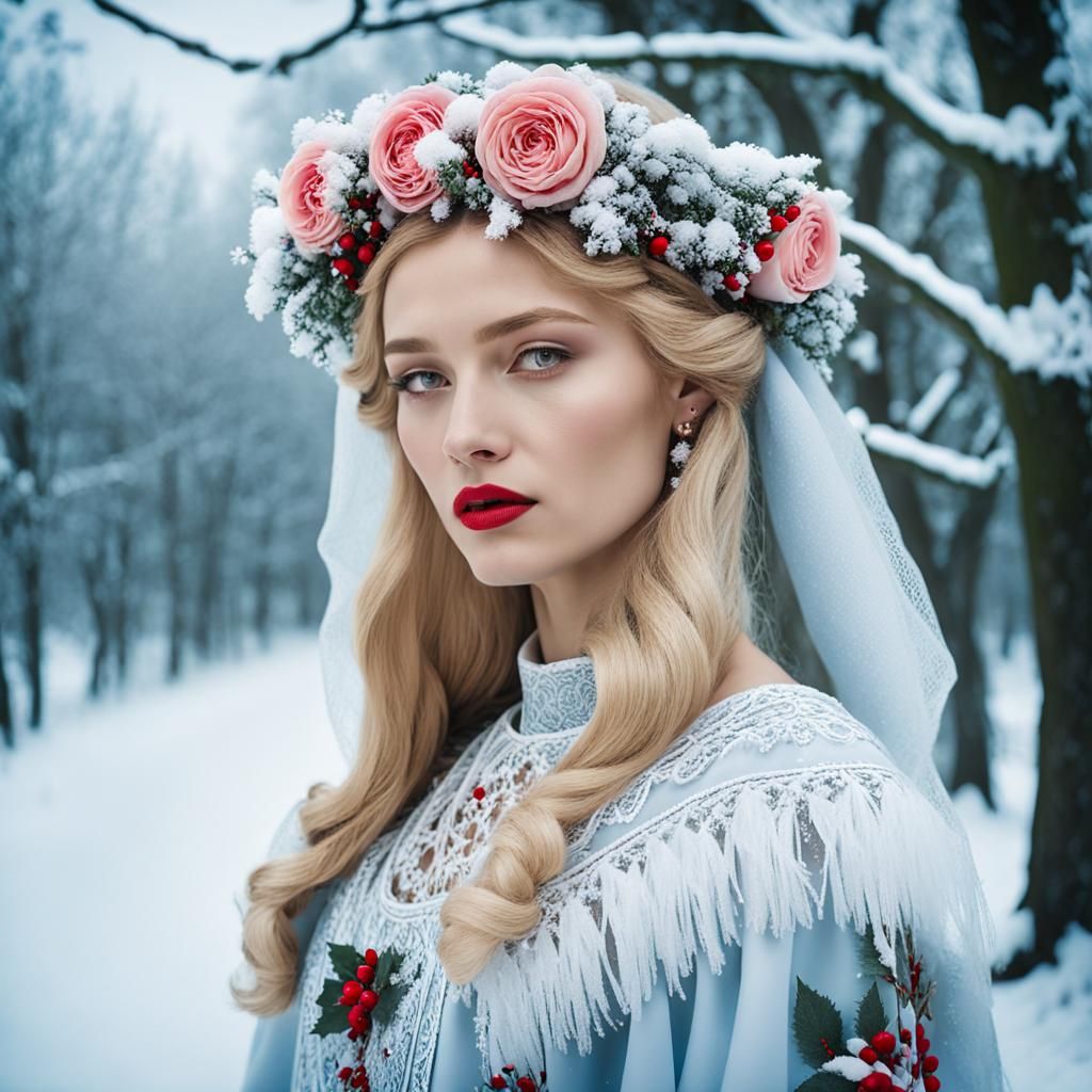 Surreal Fashion: Russian Model in Winter Wonderland