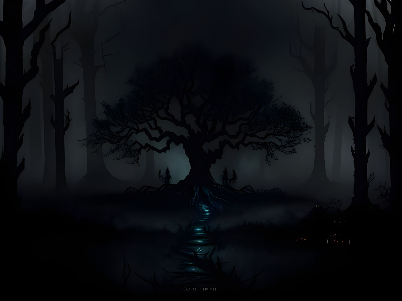 Eerie Eyes Lurking in Dark Woods