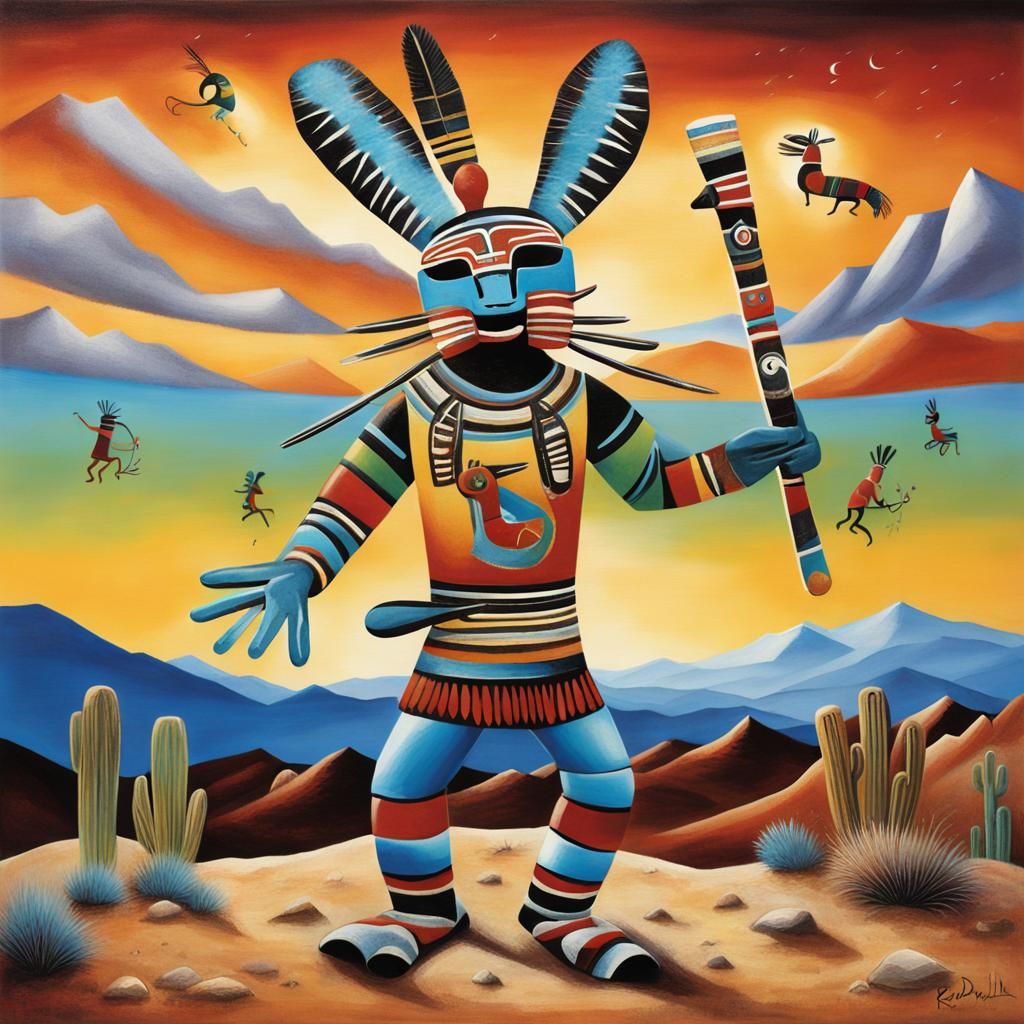 Kokopelli Kachina in Traditional Native American Style