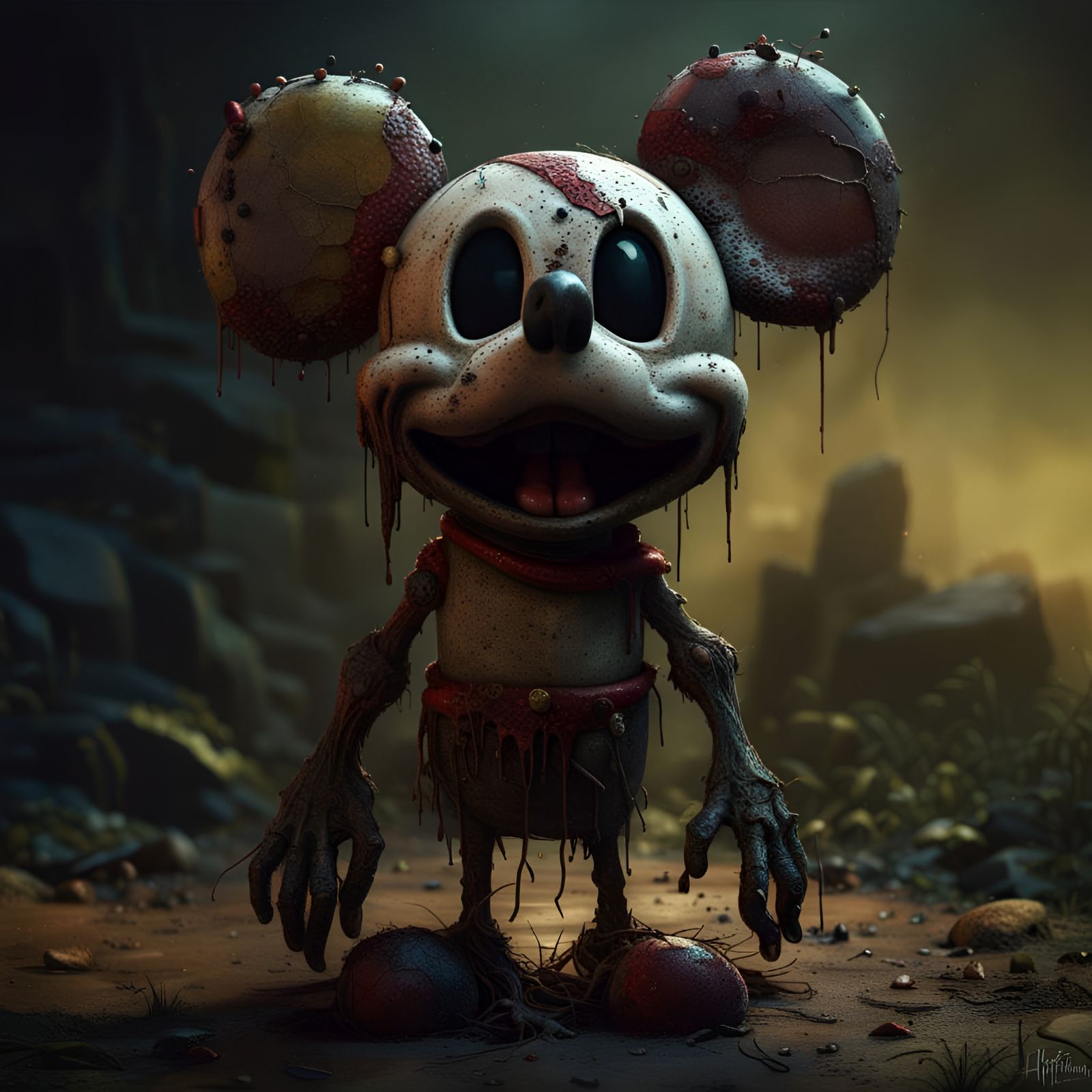 Cute Scary Zombie Mickey Mouse in 3D