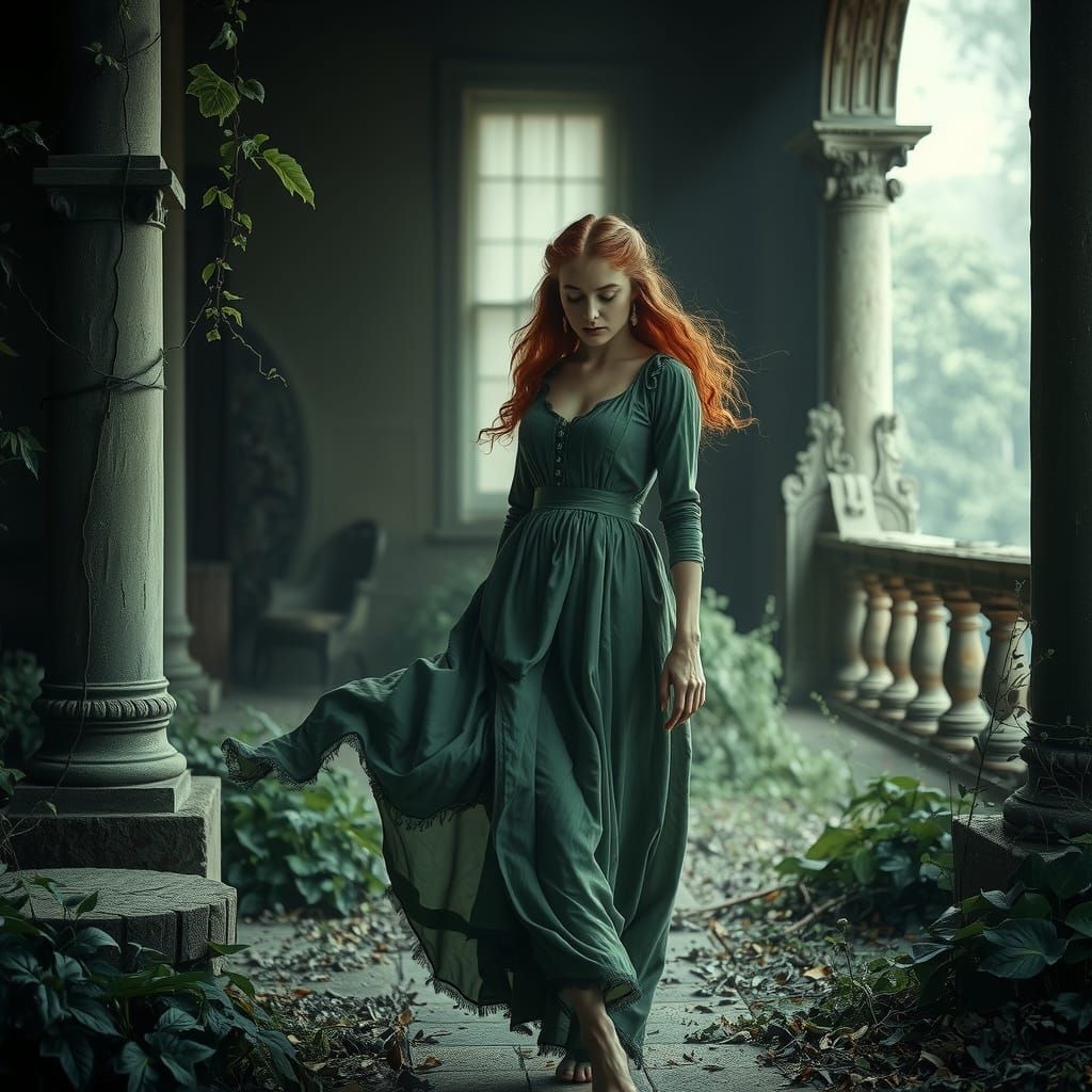 Ethereal Scarlett O'Hara in Pre-Raphaelite Style