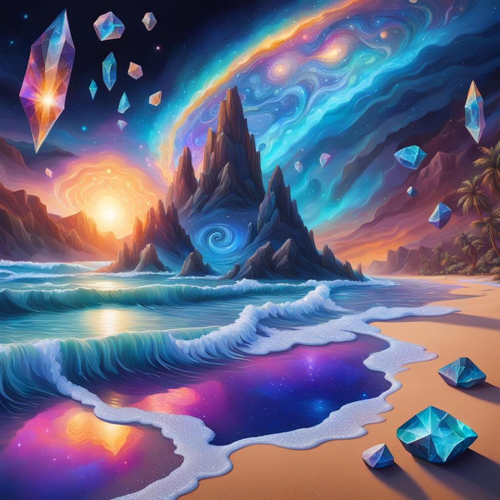 Galactic Crystals on a Cosmic Beach in Vivid Colors