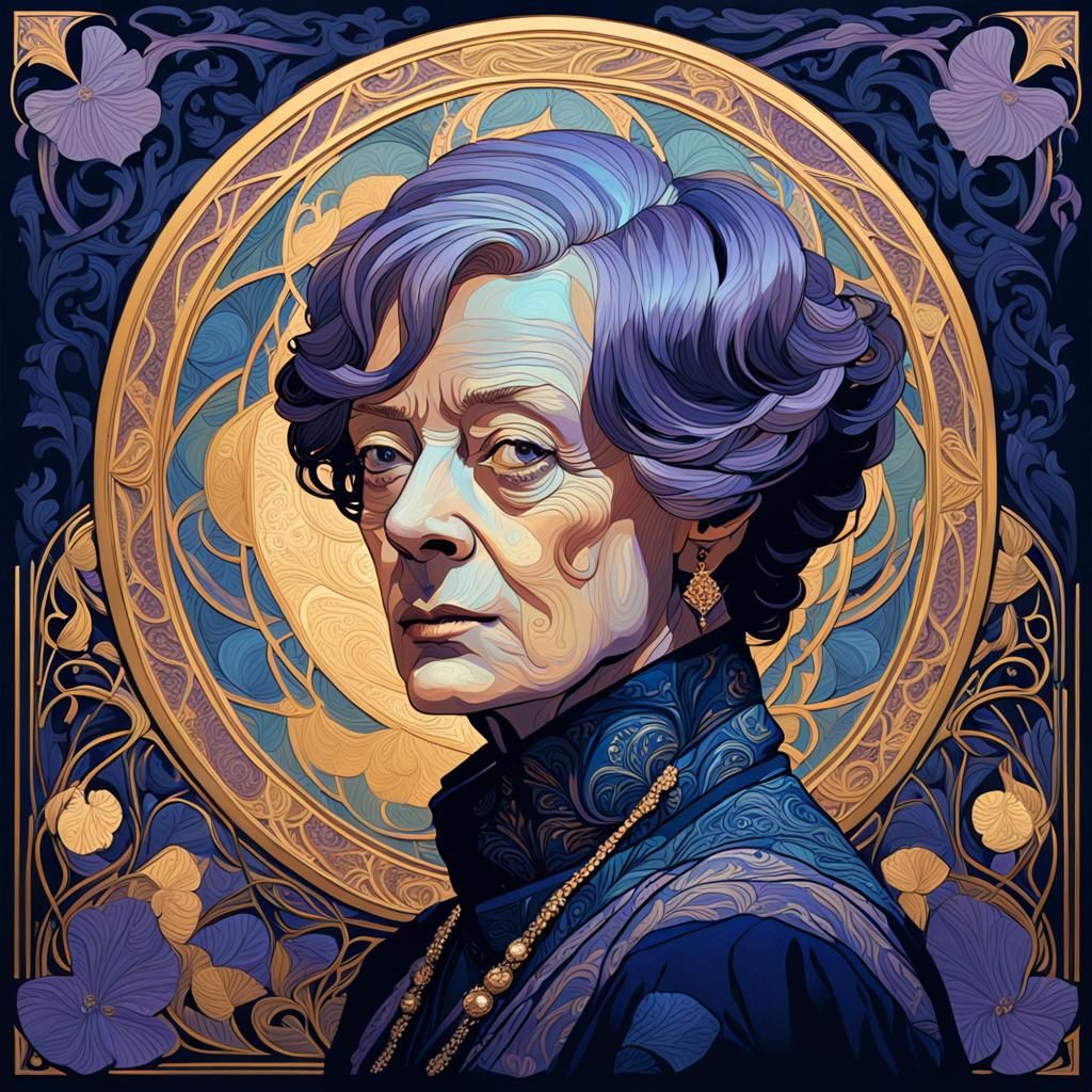 Maggie Smith Portrait in Art Nouveau Style