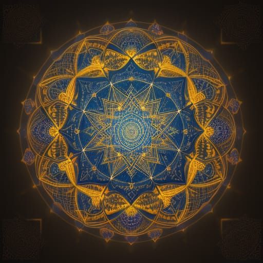 Surreal Islamic Geometric Pattern Emanates Radiant Light