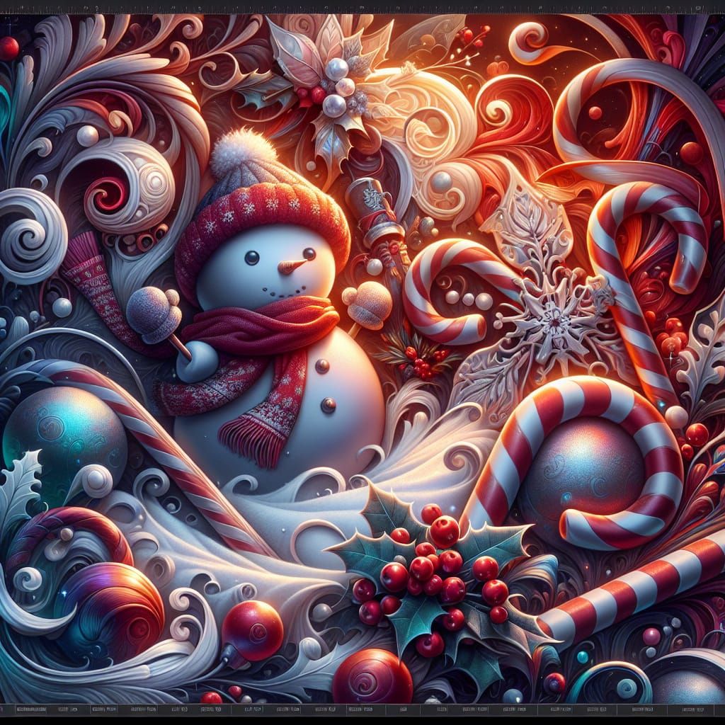 Baby Snowman's Winter Fantasy: Matte Painting in 8K