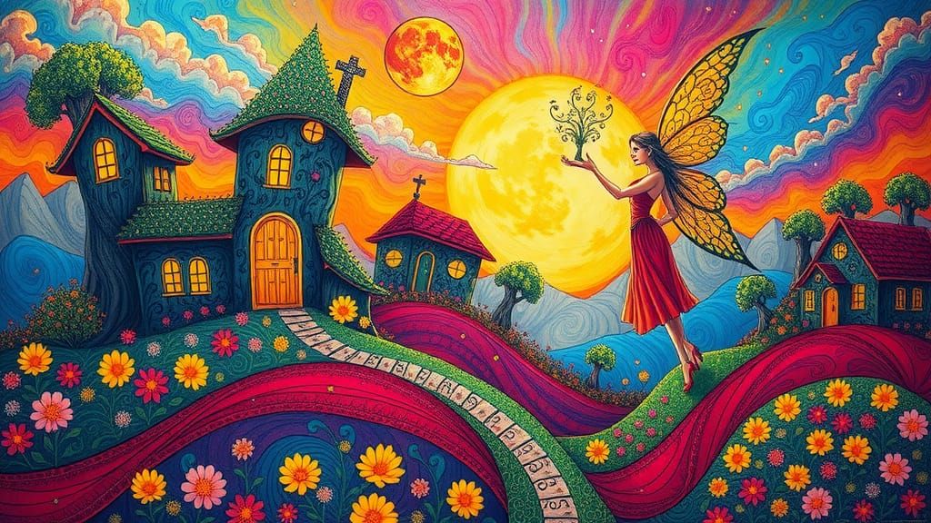 Surreal Landscape with Fractal and Zentangle Art