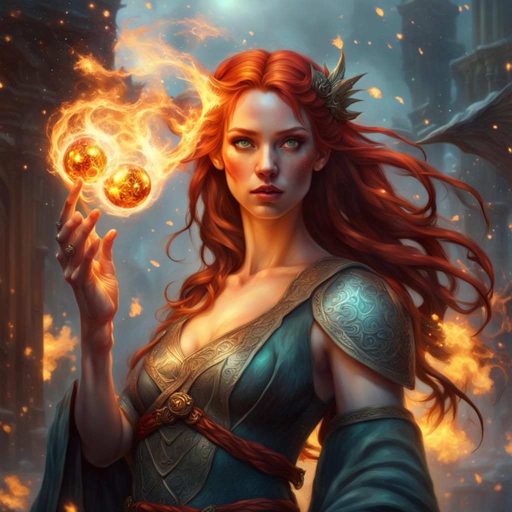 Fire Fairy Portrait in Hyperdetailed Fantasy Style