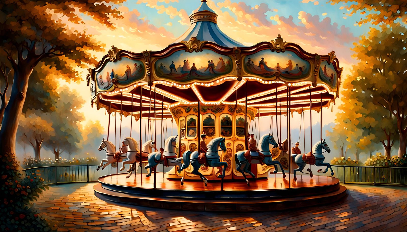 19th Century Carousel in France: Hyperrealism Painting