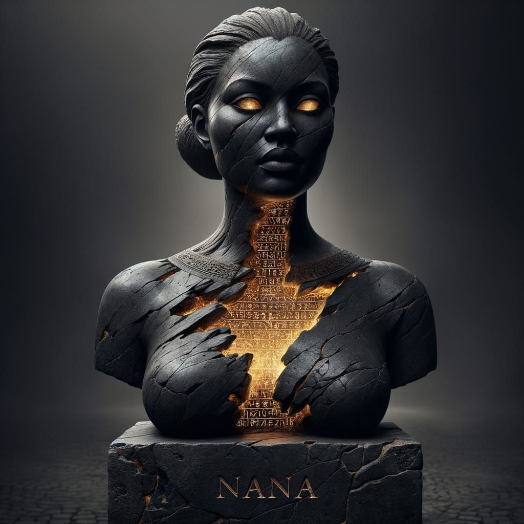 Ancient Goddess of Power in Ebony Stone