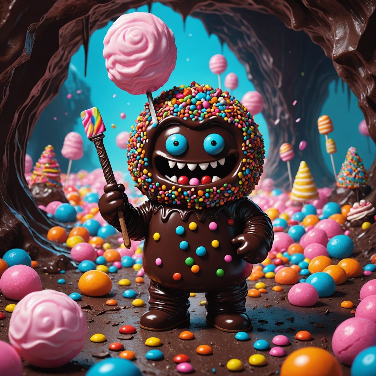 Candy Monster in Chocolate Cave: Candyland Art