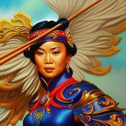 Chinese Empress Warrior Portrait in Fantasy Art Style