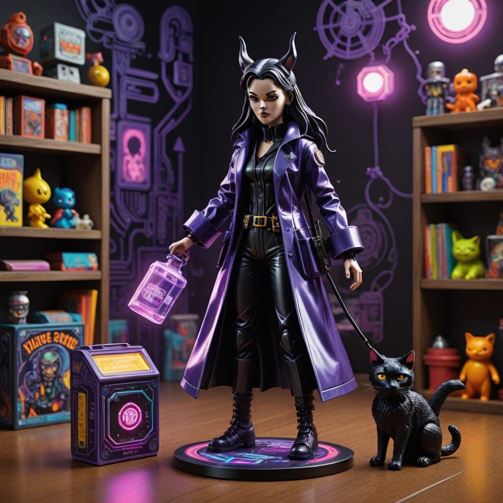 Vintage Cyberpunk Witch Action Figure in Hyper-Detailed Toy ...