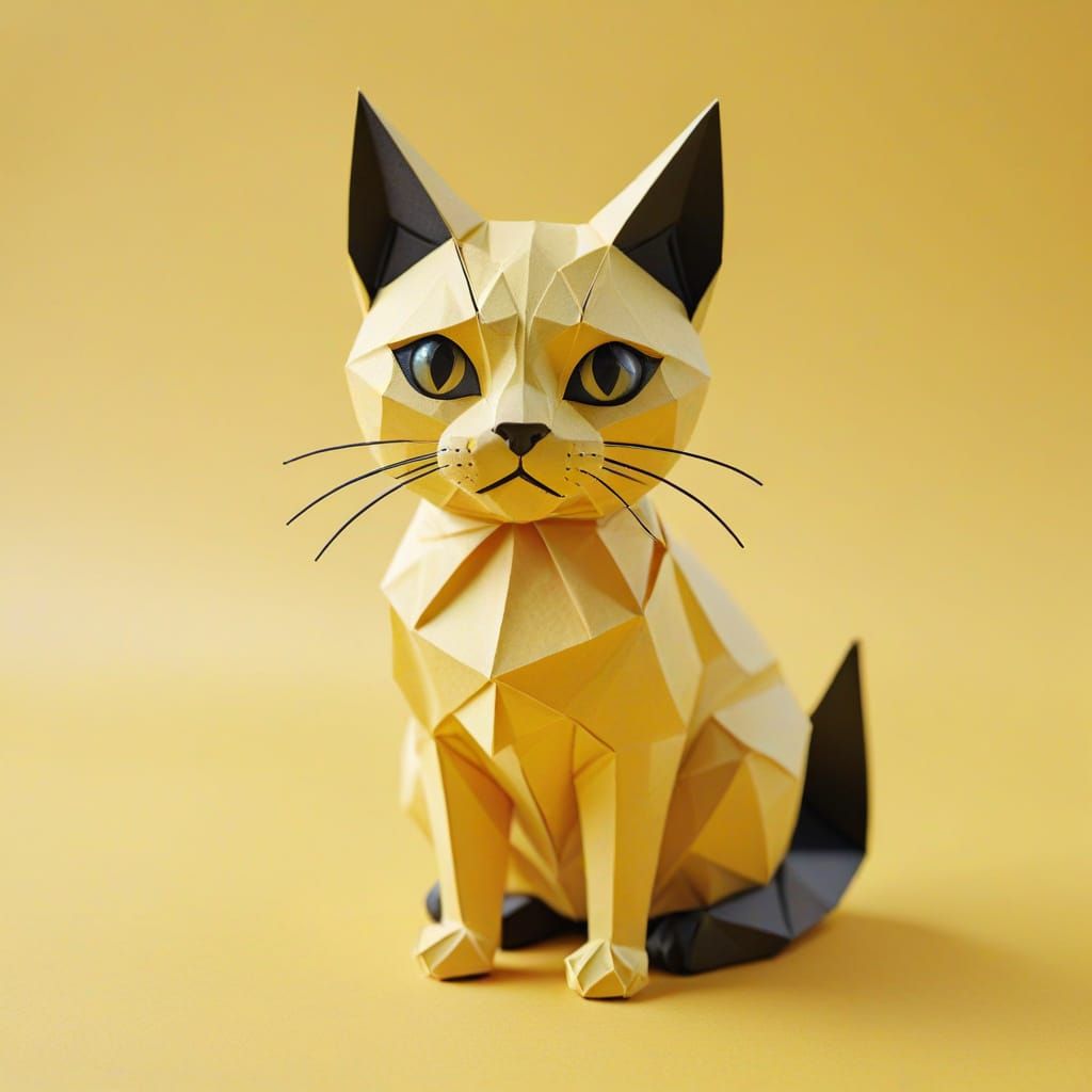 Minimalist Doodle Cat Art on Pastel Yellow