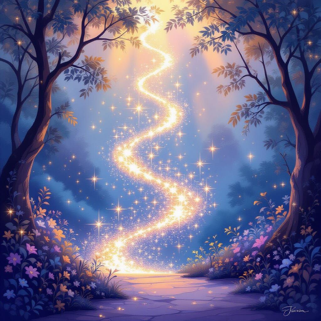 Ethereal Stardust Sparkles in Digital Painting Style