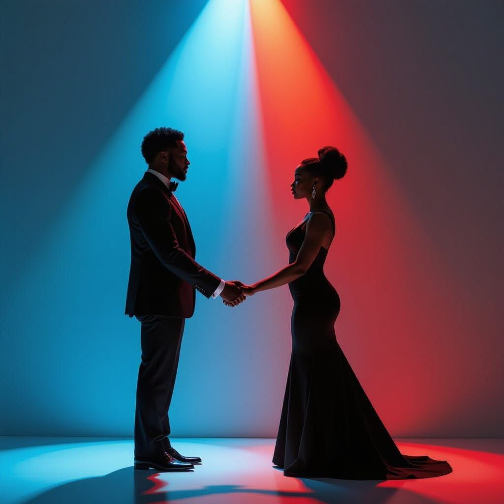 Dramatic Portrait of a Couple with Stylized Lighting