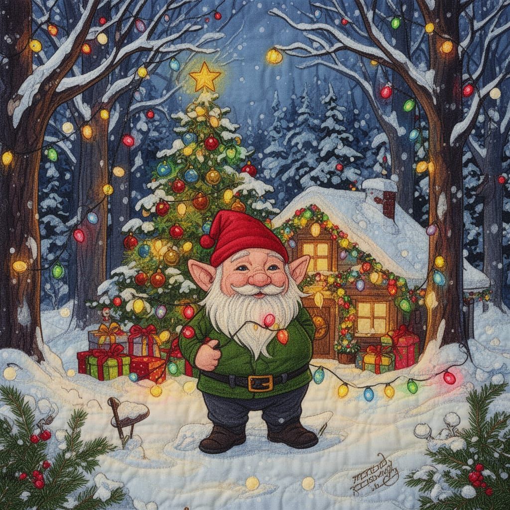 Plump Gnome Decorating Forest Home Quilted Style