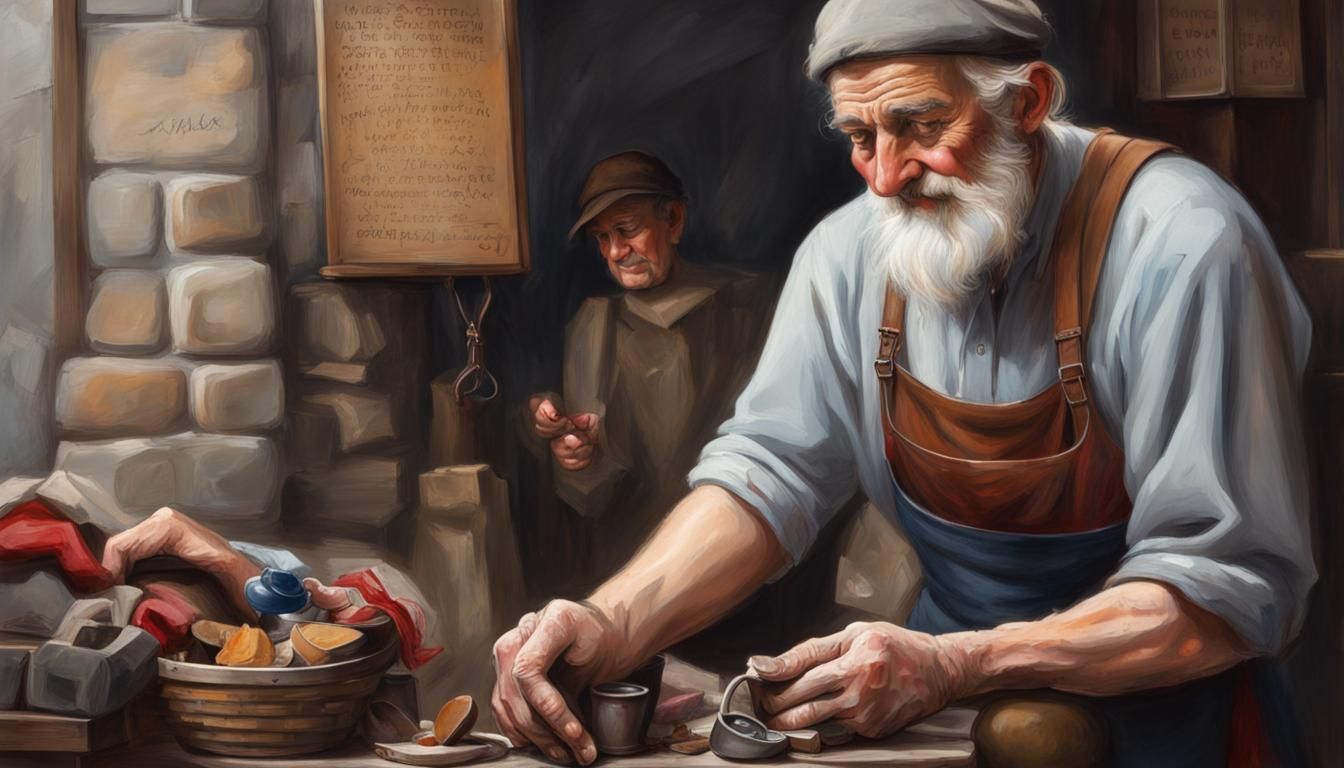 Benevolent Soul Helps Cobbler With His Craft