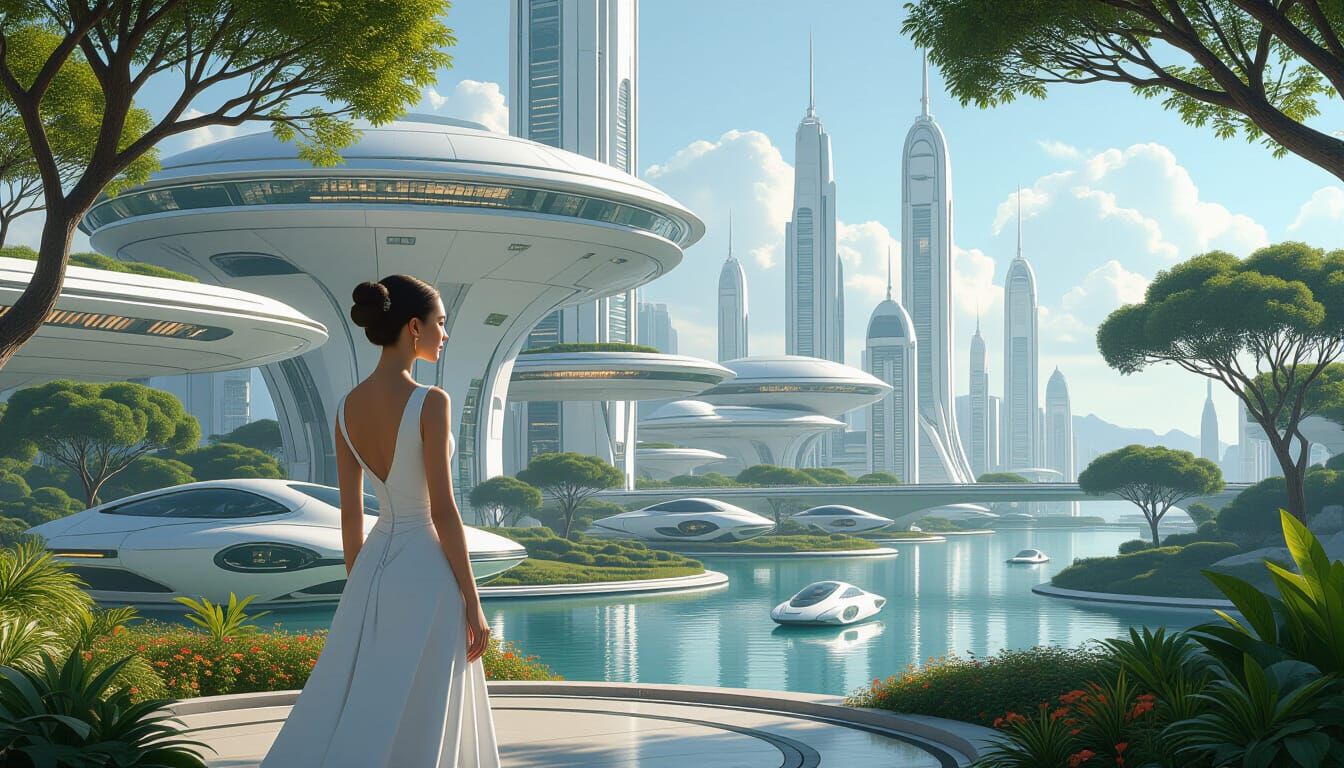 Utopian Future City Inspired by Frutiger Aero