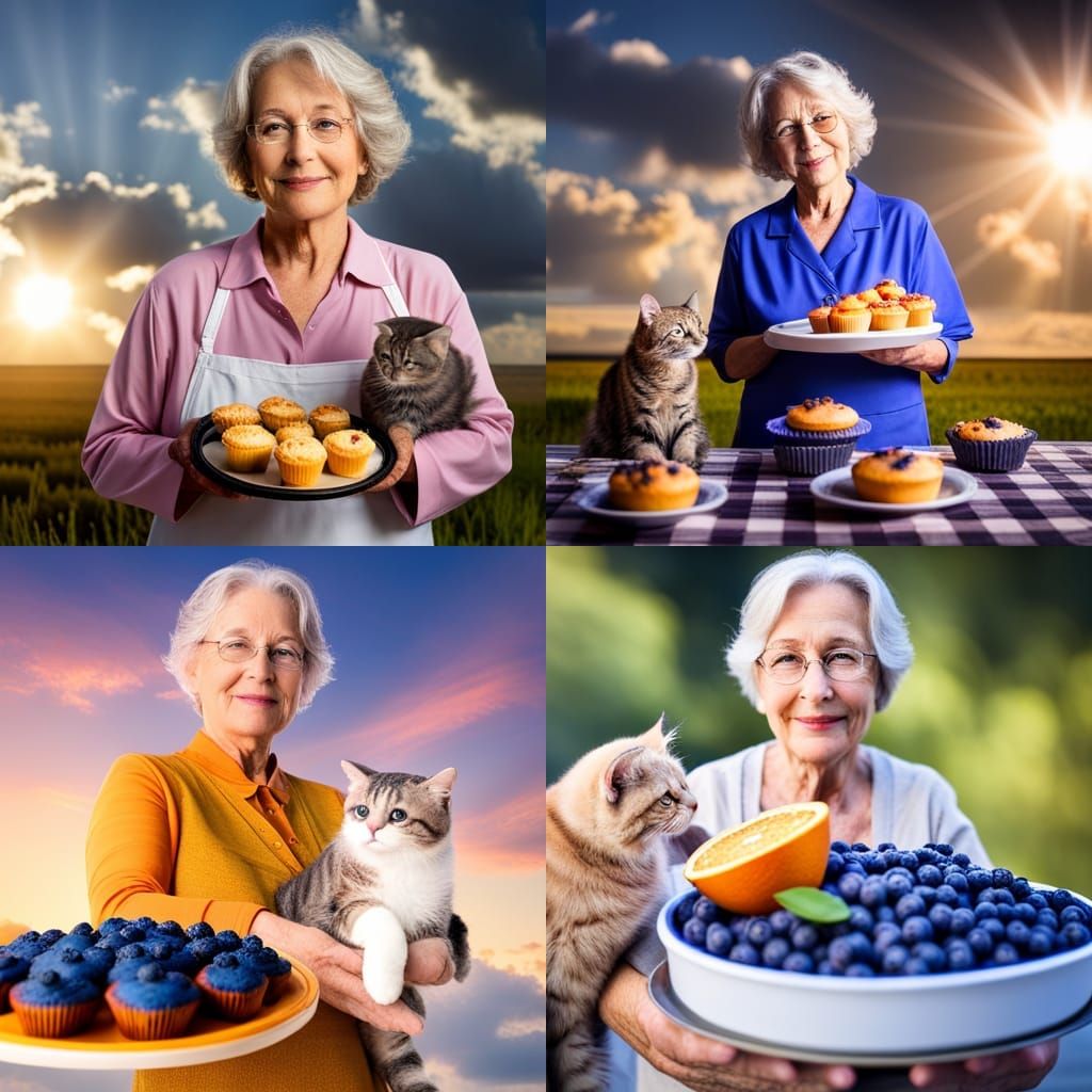 Baker with Muffins Bathed in Sunshine