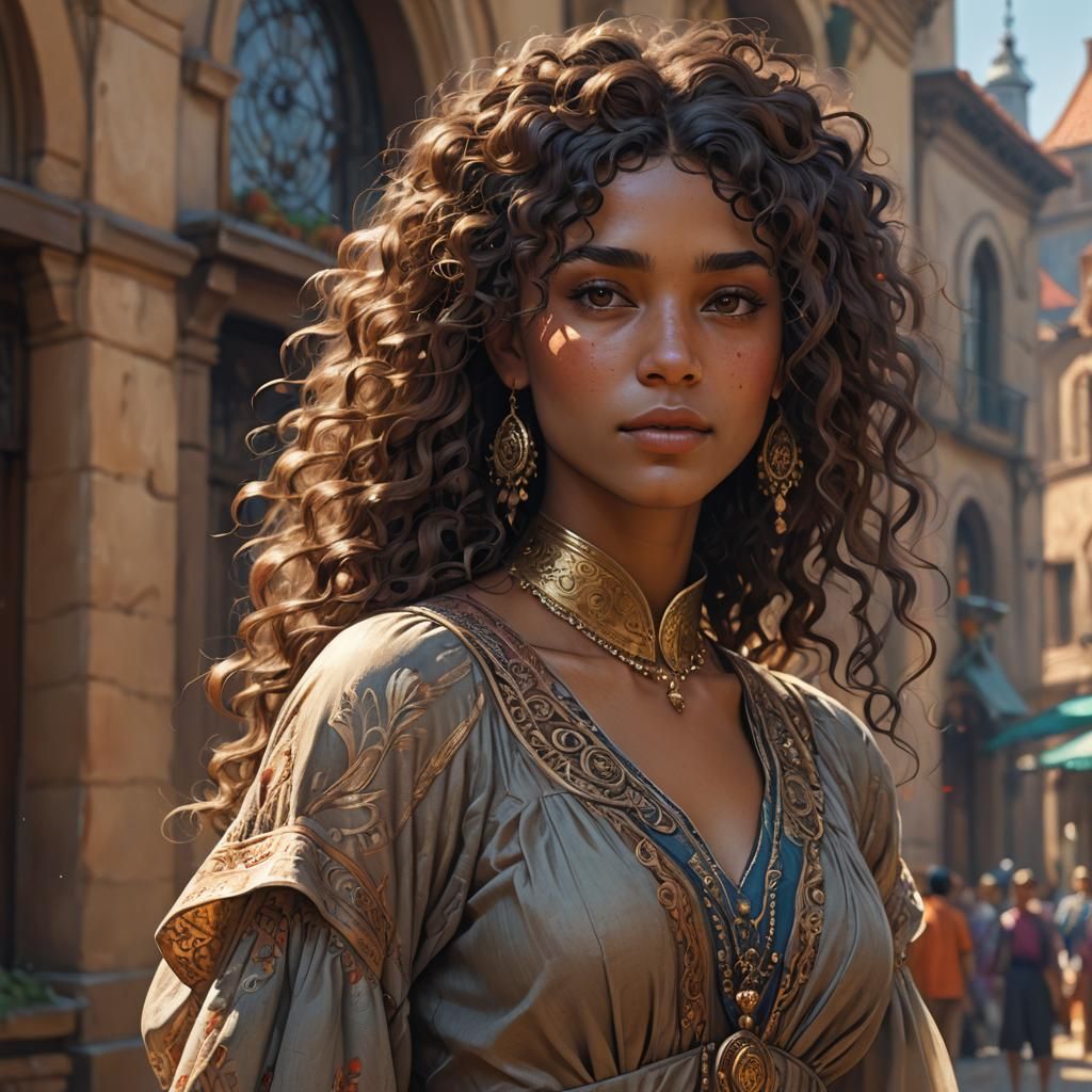 Portrait of a Gypsy Woman in Art Nouveau Style