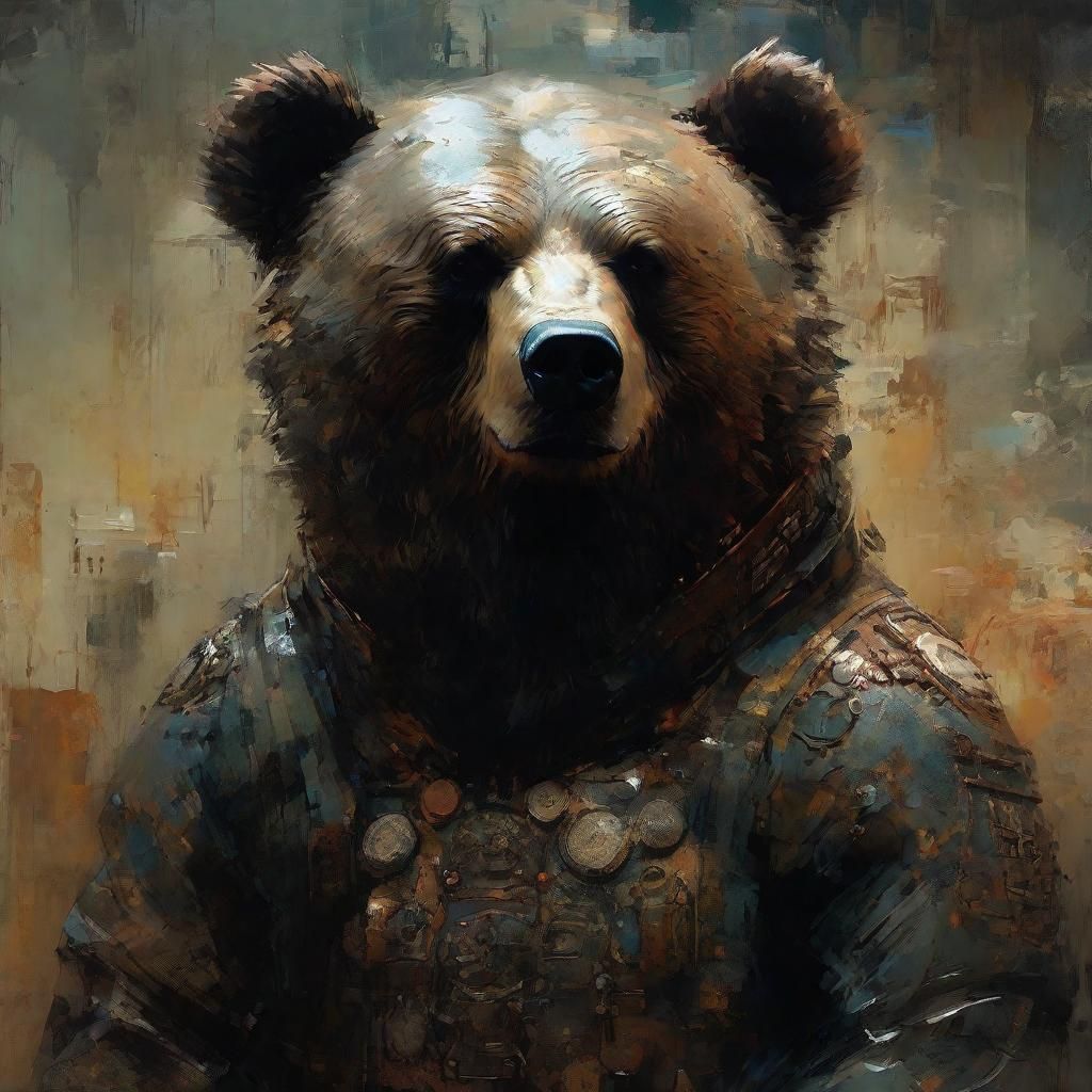 Cosmic Bear in Galactic Armor, Fractal Art Style