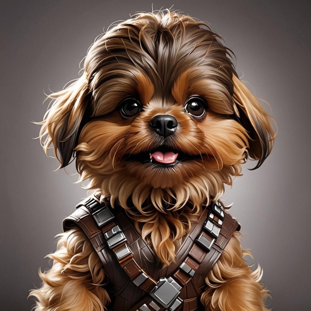 Funny Puppy Caricature with Haze Filter