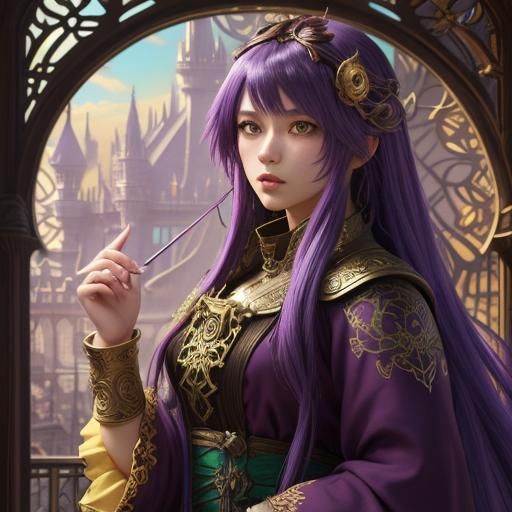 Steampunk girl purple hair