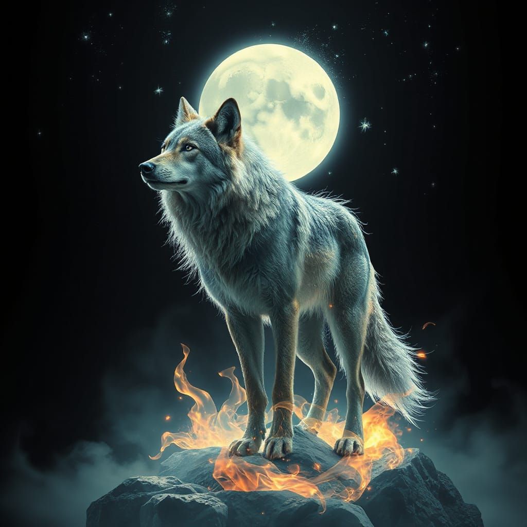 Ethereal Diaphanous Wolf in Translucent Light