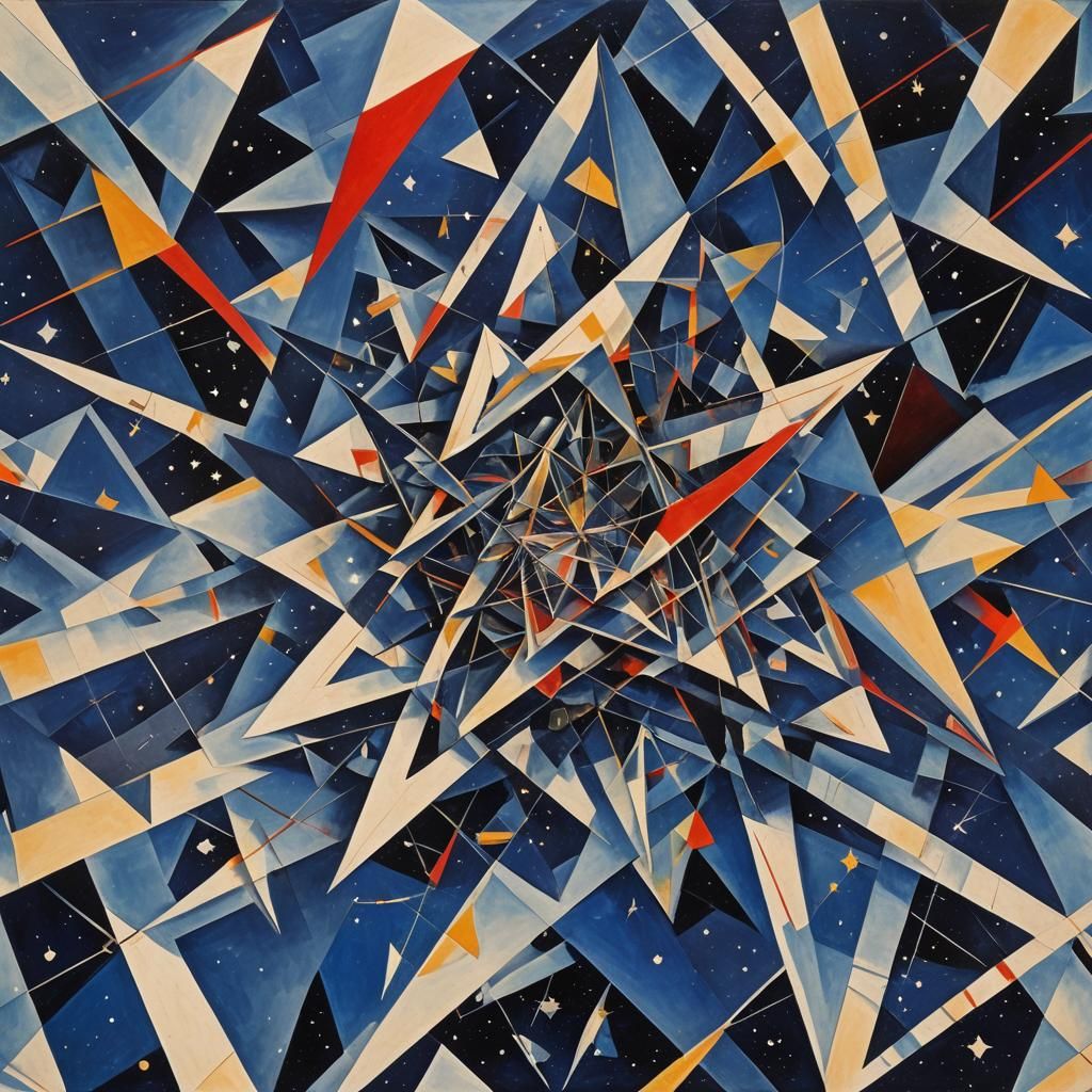 Geometric Stars in Celestial Light Art Deco Style