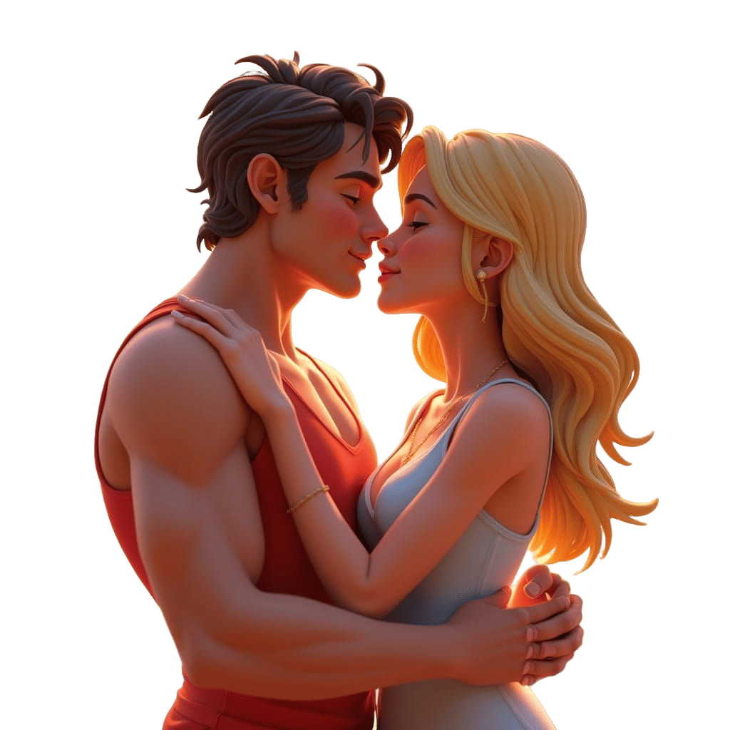 Sensual Moment in Vibrant Digital Art