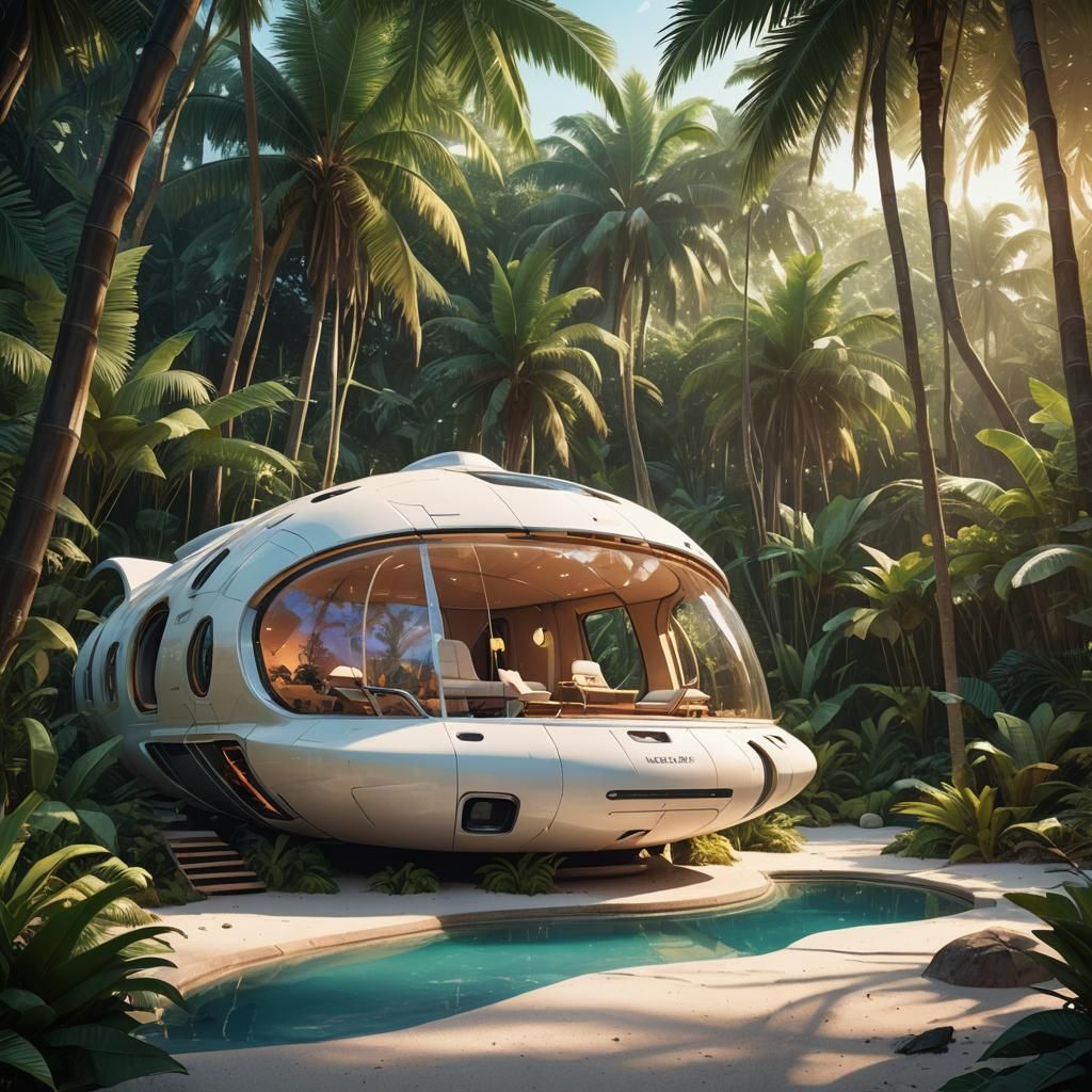Tropical Spaceship Lounge at Sunset