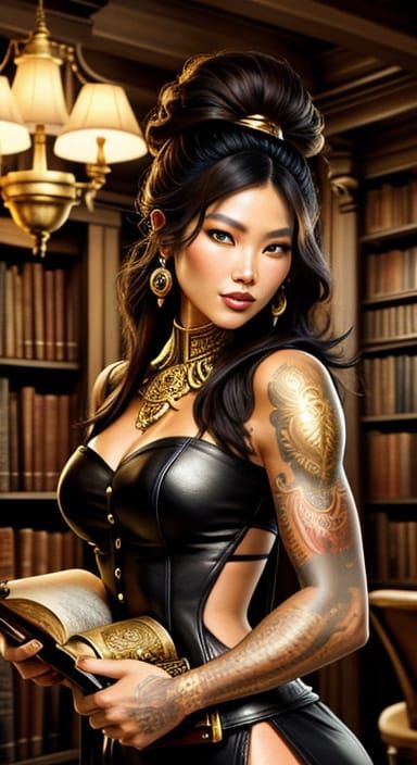 Barbarian Librarian in Vibrant, Detailed Art